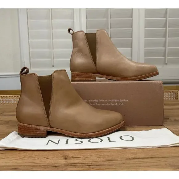 Nisolo Eva Everyday Chelsea Boots Almond Leather Size 8.5 NIB Versatile Comfy - Picture 2 of 14